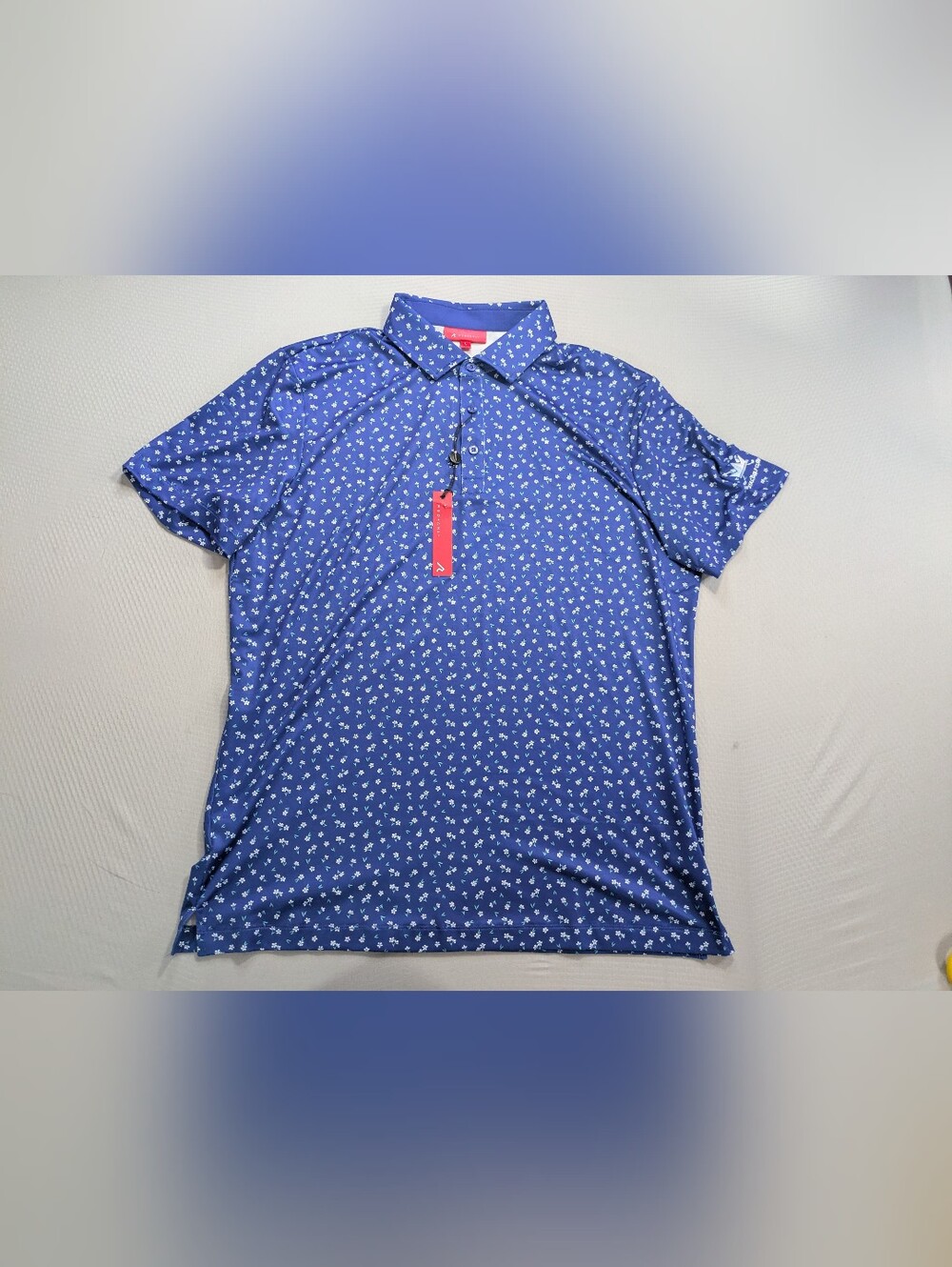 Redvanly Royal Golf Club Polo Shirt Mens L Blue Floral Stretch Performance